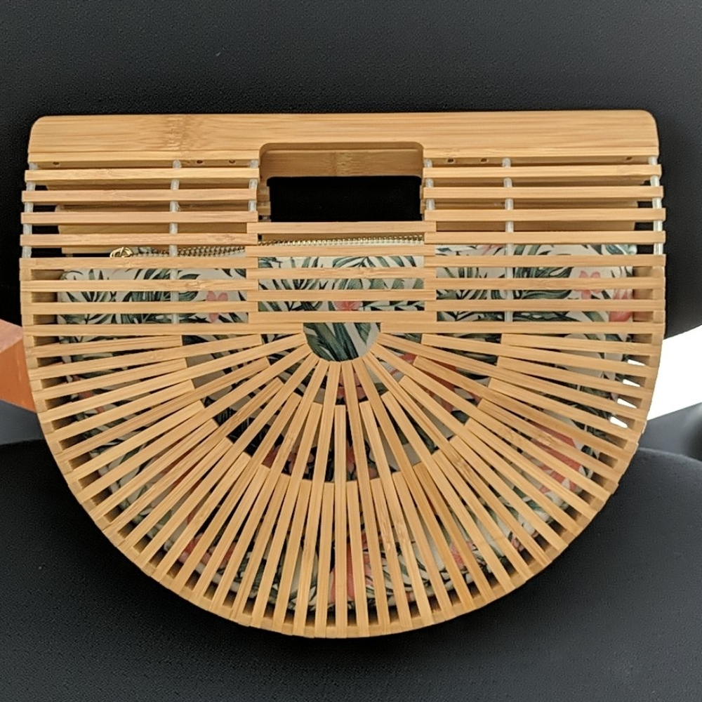 Bamboo Ark bag with tropical inner pouch
